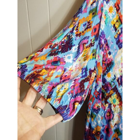 Terra Sky Women's Sz 2X 20/22 Vibrant Tribal Short Balloon Sleeve Jersey knit... - Picture 4 of 9